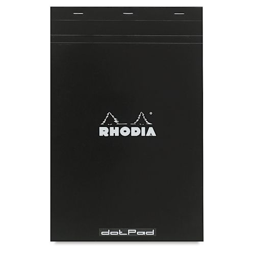 Rhodia Top-Stapled Notepad - Black, DotPad, 8-1/4" x 12-1/2"