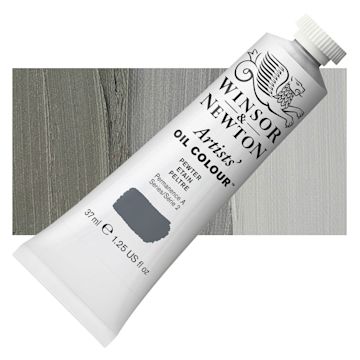 Open in modal - Winsor & Newton Artists' Oil Color - Pewter, 37 ml tube and swatch