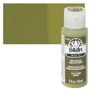 Open in modal - FolkArt Matte Acrylic Paint - Fern Leaf, 2 oz, Bottle and swatch