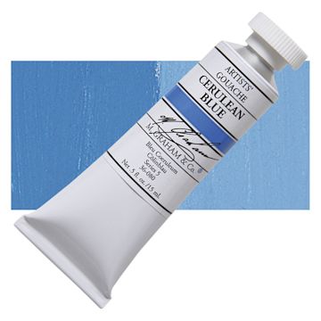 Open in modal - M. Graham Artists' Gouache - Cerulean Blue, 15 ml tube and swatch