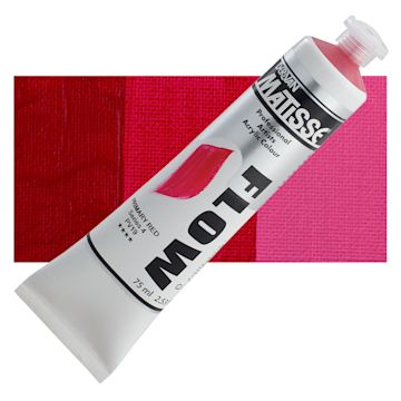 Open in modal - Matisse Flow Acrylic Paint - Primary Red, 75 ml tube and swatch