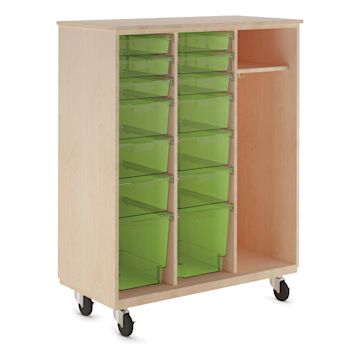 Open in modal - Diversified Spaces Mobile Tote and More Storage Cabinet - Maple with Lime Totes