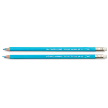 Caran d'Ache Sketcher Non-Photo Blue Pencil - 2 Blue Pencils shown horizontally