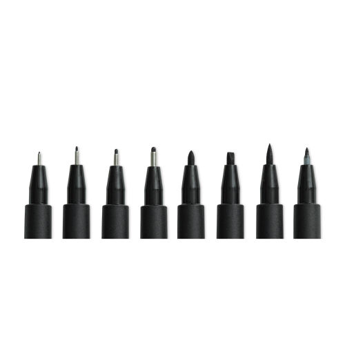 Faber-Castell Pitt Artist Pens- Black, Set of 8, Assorted Nibs