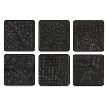 Open in modal - Cedar Canyon Rubbing Plates - Front view of 6 Doodles design plates