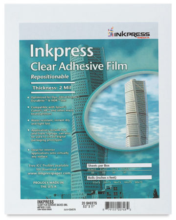 Inkpress Adhesive Clear Inkjet Film - Front of package shown