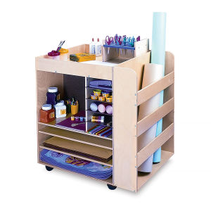 Whitney Brothers Rolling Art Cart - Right angled view showing shelves for supplies and paper
