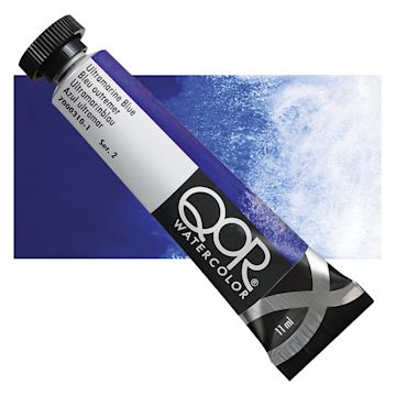 Open in modal - QoR Modern Watercolor - Ultramarine Blue, 11 ml tube and swatch
