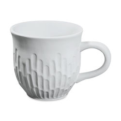 Mayco Earthenware Bisque Mugs - Front view of unglazed Fluted pattern mug