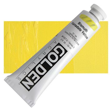 Open in modal - Golden Heavy Body Artist Acrylic - Bismuth Vanadate Yellow, 2 oz Tube and swatch