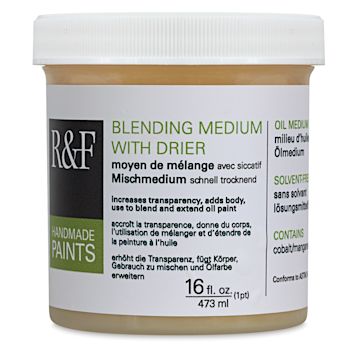 Open in modal - R&F Oil Blending Mediums - Front of 16 oz jar of Blending medium with drier