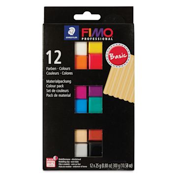 Open in modal - Staedtler Fimo Professional Polymer Clays - Basic Colors, Set of 12 - front of packaging