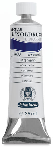 Open in modal - Schmincke Aqua Linoprint Ink - 35 ml Tube of Ultramarine upright