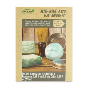 Life of the Party Men’s Shave and Bar Soap Making Kit (Front of packaging)
