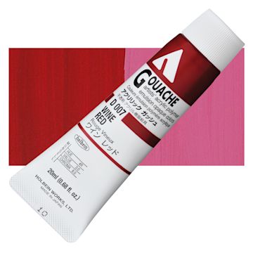 Open in modal - Holbein Acrylic Gouache - Wine Red, 20 ml tube and swatch