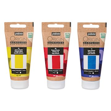 Open in modal - Pebeo Origin Acrylic Paints - Set of 3, Primary, 60 ml