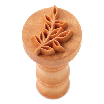 Open in modal - MKM Pottery Tools Round Stamp - SCM-276, Leaves on a Branch, Medium