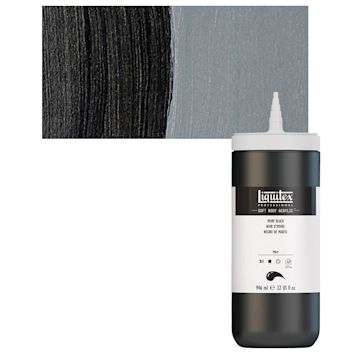 Open in modal - Liquitex Soft Body Artist Acrylic - Ivory Black, 946 ml bottle and swatch