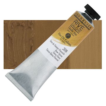 Open in modal - Sennelier Rive Gauche Artists Oil Color - Raw Sienna, 40 ml tube and swatch