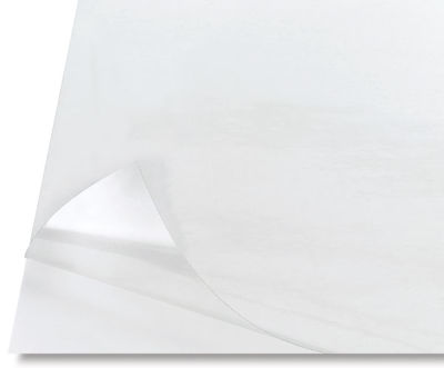 Grafix Dura-Lar Clear Adhesive-Backed Film - One sheet with adhesive corner peeled from backing