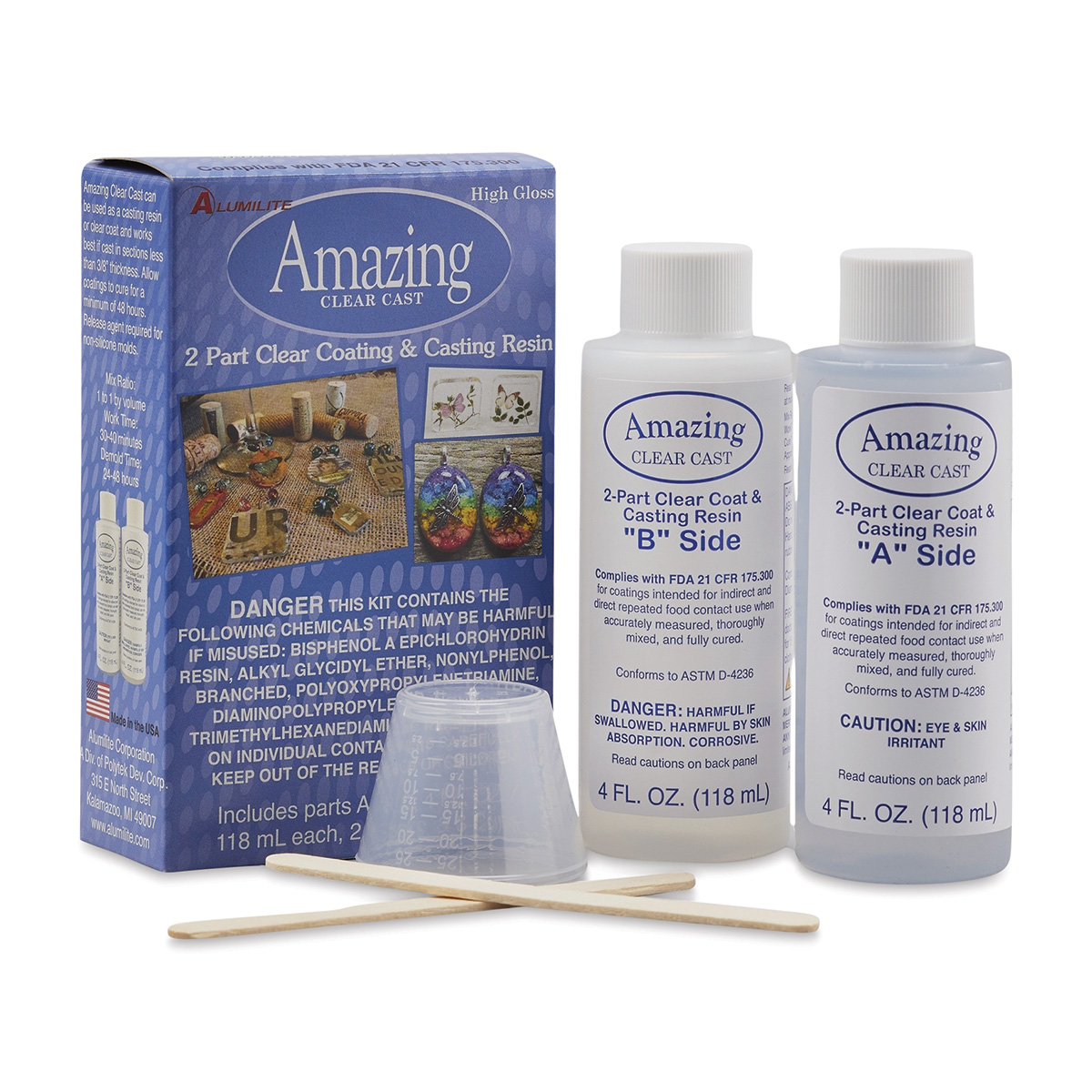 Alumilite White Amazing Casting Resin [1 Gal A + 1 Gal B (2 Gallons) Two-Part Liquid Urethane Kit] Best for Making Arts and Crafts, Jewelry, Decorativ