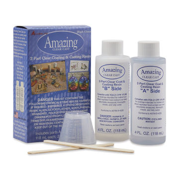 Alumilite Amazing Clear Cast Epoxy Casting Resin - 8 oz, Bottle (Box contents shown with packaging)