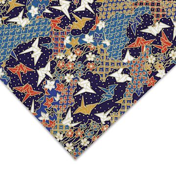 Open in modal - Aitoh Japanese Decorative Papers - Corner of Red/White/Blue/Gold Cranes pattern shown