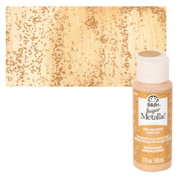 Open in modal - Plaid FolkArt Sugar Metallic Acrylic Paint - Pink Copper - Bottle and Swatch