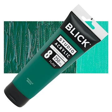 Open in modal - Blick Studio Acrylic Paint - Phthalo Green, 8 oz tube and swatch