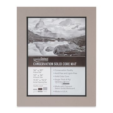 Open in modal - Crescent Select Conservation Solids Pre-Cut Double Mat - Gray/Dark Gray, 4 ply, 16" x 20"