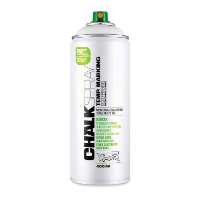 Montana Chalk Spray Paint - Front view of uncapped white spray can