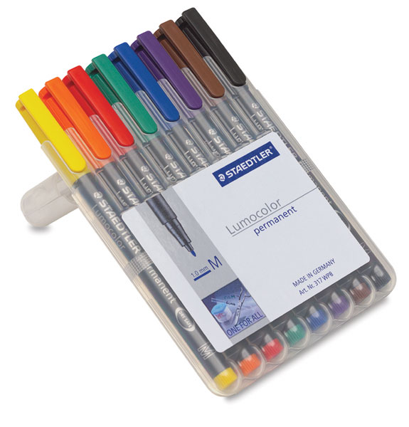 Staedtler Lumocolor Fine Point Waterbased Marker - Fine Point Type - Black  Water Based Ink - Black Polypropylene Barrel - 10 / Box