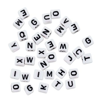 Open in modal - Craft Medley Alphabet Beads - White with Black Letters, Package of 36