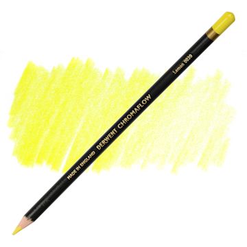 Open in modal - Derwent Chromaflow Colored Pencil - Lemon, swatch and pencil