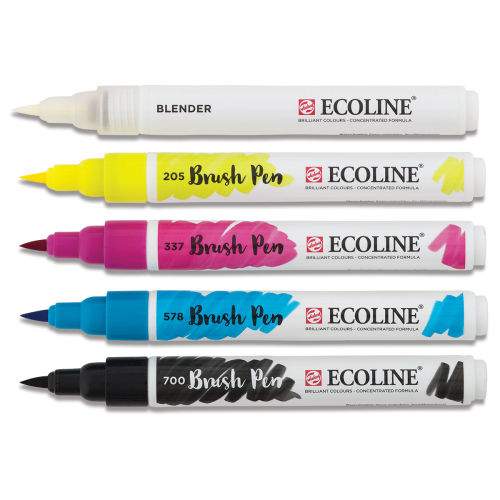Royal Talens Ecoline Brush Marker Set - Primary Colors, Set of 5