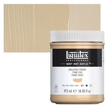 Open in modal - Liquitex Heavy Body Artist Acrylic - Unbleached Titanium, 16 oz Jar and swatch
