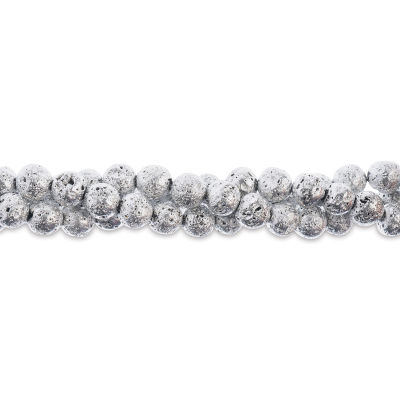 John Bead Earth's Jewels Lava Stone Bead Strand - Silver, 8 mm, 8" Strand (Close-up of beads)