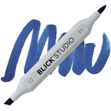 Open in modal - Blick Studio Brush Marker - Ink Blue marker and swatch