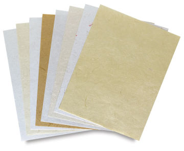 Shizen Decorative Paper By the Pound - Assorted Neutral Silks shown fanned
