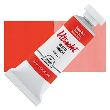 Open in modal - Utrecht Artists' Gouache - Flame Red, 14 ml tube and swatch