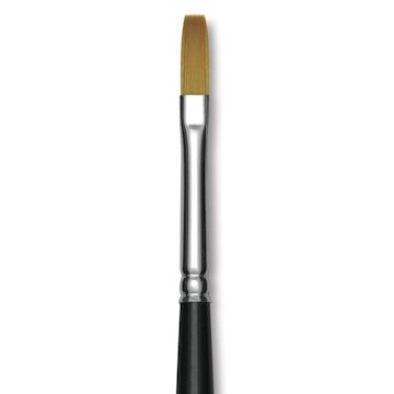 Open in modal - Trekell Synthetic Gold Taklon Brush - Flat, Short Handle, Size 4, close-up