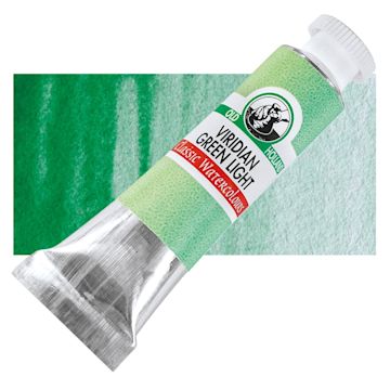 Open in modal - Old Holland Classic Artist Watercolor - Viridian Green Light, 6 ml tube and swatch