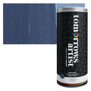 Open in modal - Tomorrow's Artist Eco-Friendly Heavy Body Acrylic Paint - Bluebird Blue, 1 L jar and swatch