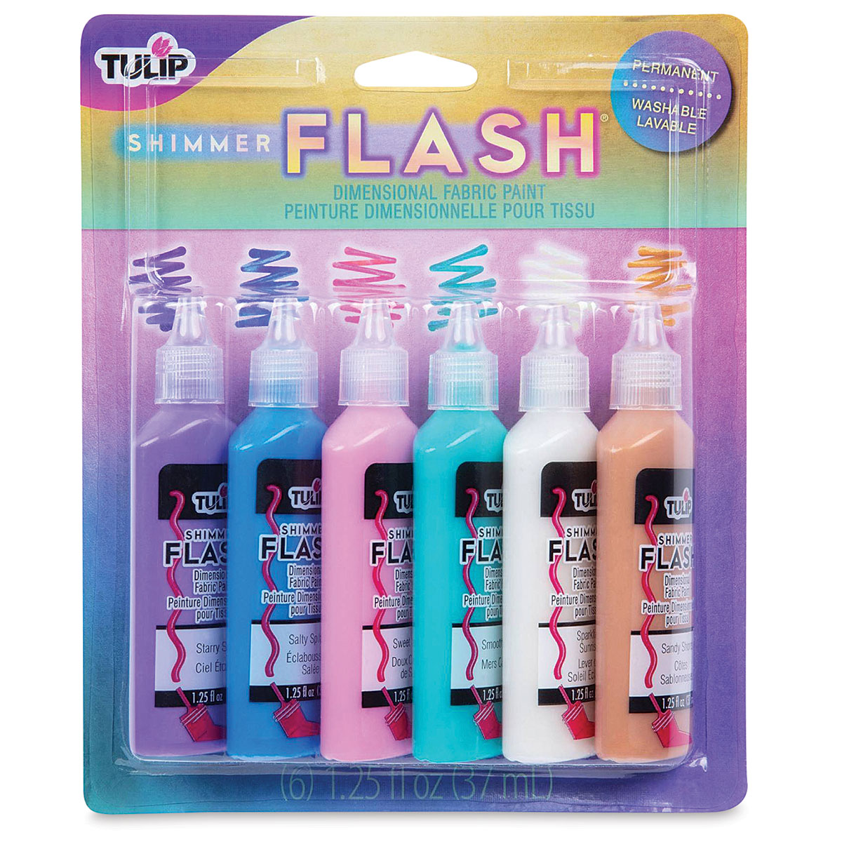 Tulip Dimensional Fabric Paint Set - Shimmer Flash, Assorted, Set of 6