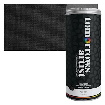 Open in modal - Tomorrow's Artist Eco-Friendly Heavy Body Acrylic Paint - Agate Black, 1 L jar and swatch