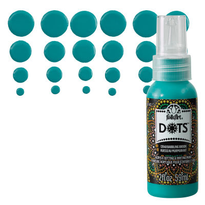 FolkArt Dots Acrylic Paint - Babbling Brook, Swatch with bottle