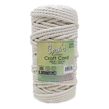 Open in modal - Pepperell Cotton Craft Cord - Front view of Natural, 6 mm, 250 ft package