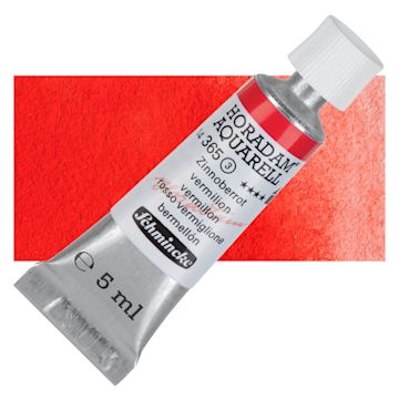 Open in modal - Schmincke Horadam Aquarell Artist Watercolor - Vermilion, 5 ml tube and swatch