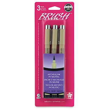 Open in modal - Sakura Pigma Brush Marker - Black, Set of 3