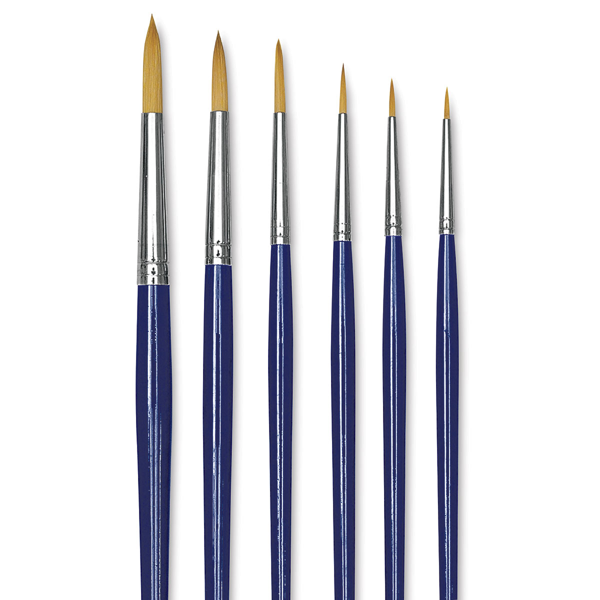 Blick Scholastic Short Handle Golden Taklon Brush Set - Round, Set of 6 ...